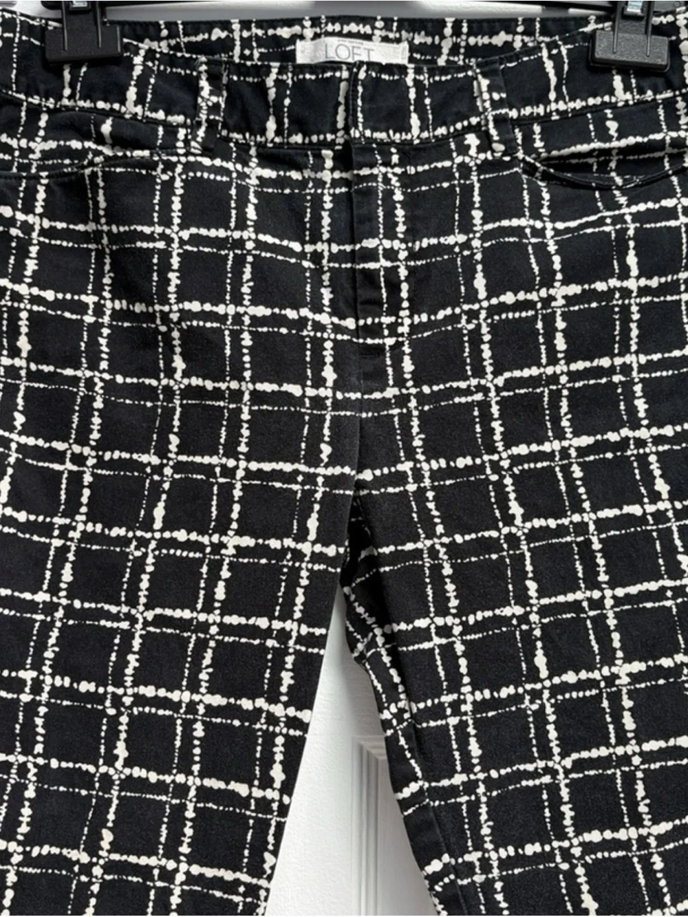 Girls Black and White Plaid Ponte Leggings